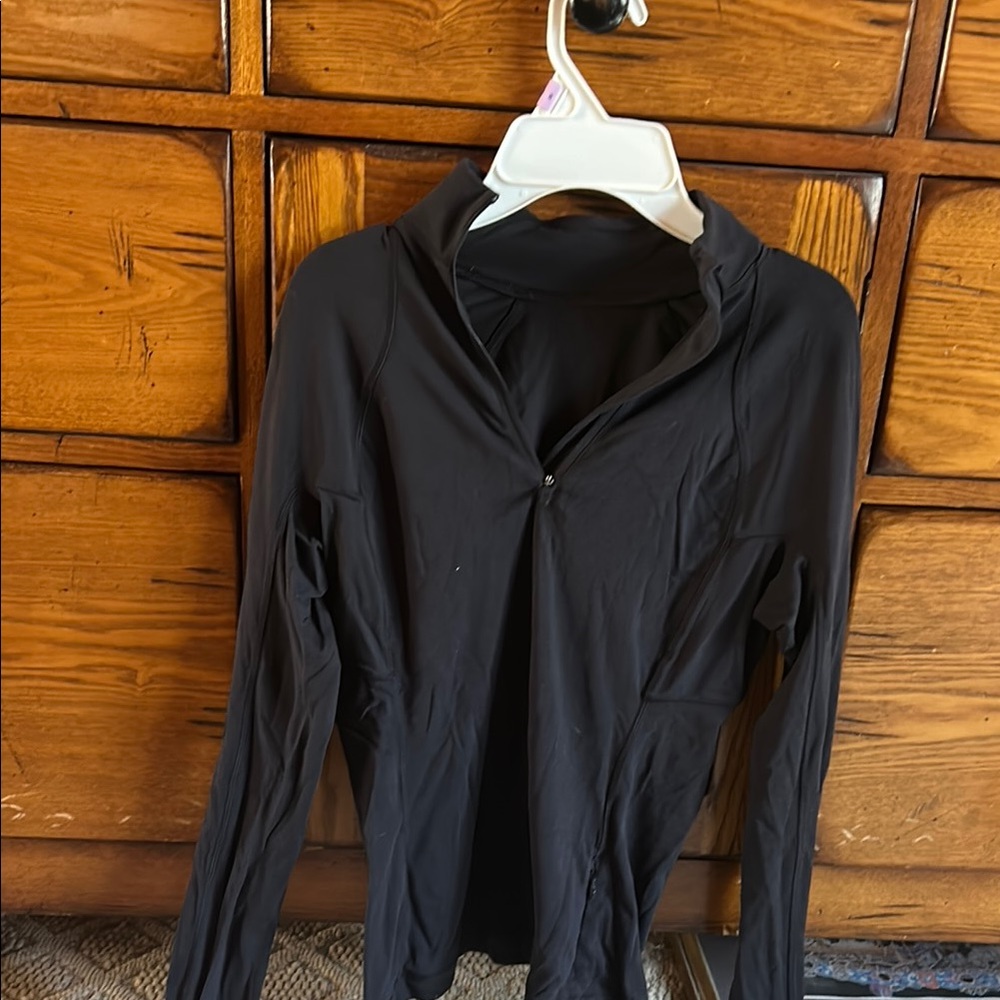 Black Long Sleeve Zip-Up Top